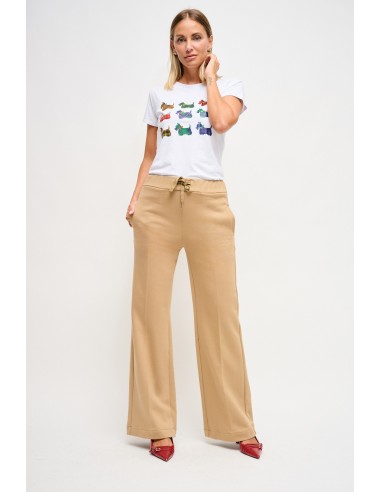 Calças Palazzo em felpa com cordão na cintura Maryley