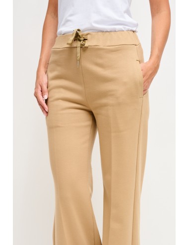 Calças palazzo em felpa com cordão na cintura Maryley