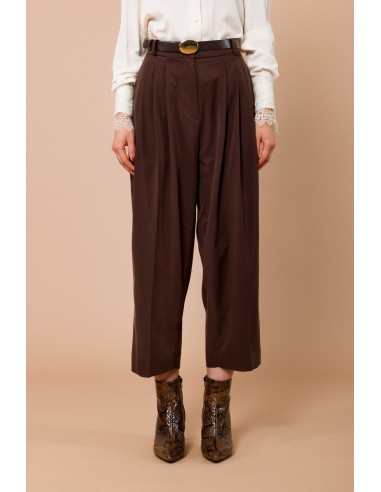 Calças com pregas à frente e cinto na cintura Maryley