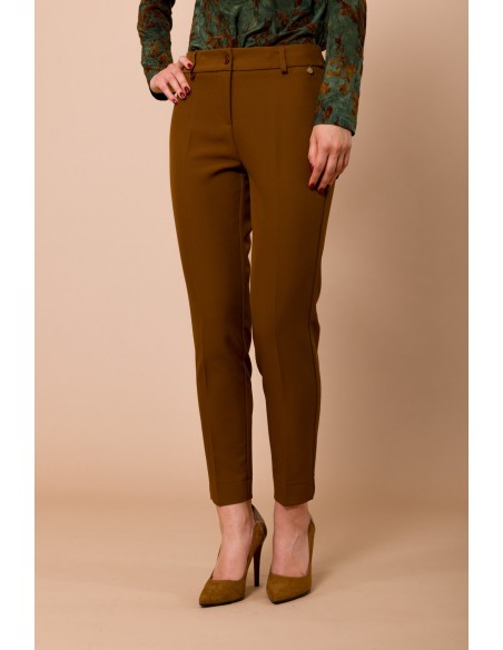 Calças cigarrete com fenda na bainha Maryley