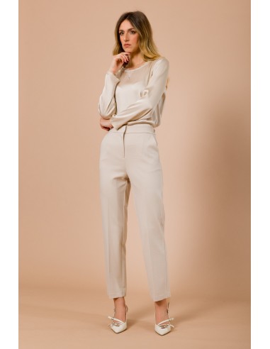 Calças em ponto Milano direitas com elástico na parte de trás Maryley