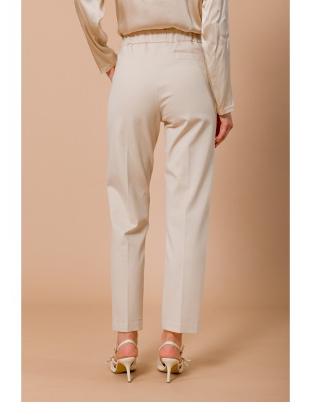 Calça em punto Milano reta com elástico na parte de trás Maryley