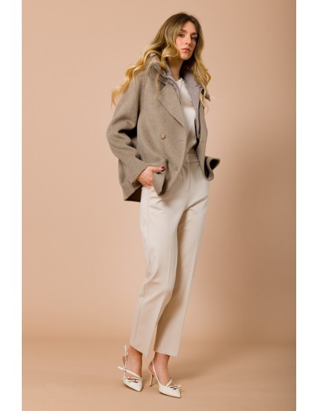 Calças em punto Milano direitas com elástico na parte de trás Maryley