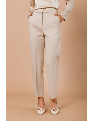 Calças em Punto Milano de corte reto com elástico na parte traseira Maryley