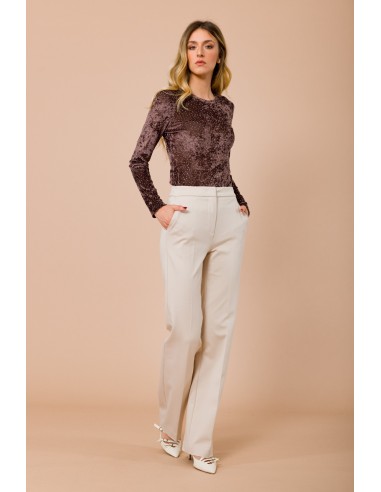 Calças Em Punto Milano Palazzo Com Bolsos À Francesa Maryley