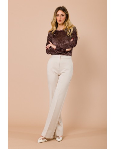 Calças em Punto Milano palazzo com bolsos à francesa Maryley