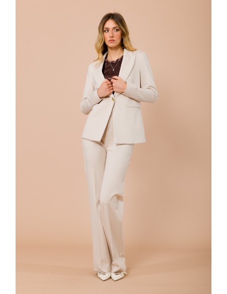 Calças Em Ponto Milano Palazzo Com Bolsos À Francesa Maryley