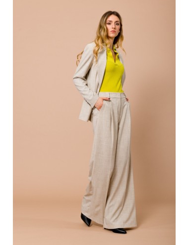 Calças palazzo com elástico e pregas na frente Maryley