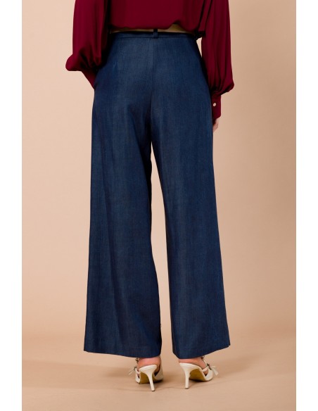 Calças Palazzo com Cinto em Camurça na Cintura Maryley