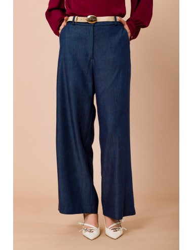 Calças palazzo com cinto em camurça na cintura Maryley