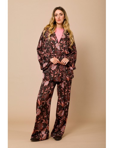 Calças palazzo com elástico na cintura em cetim de viscose estampado Maryley