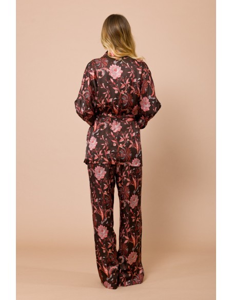 Calças Palazzo com elástico na cintura em cetim de viscose estampado Maryley