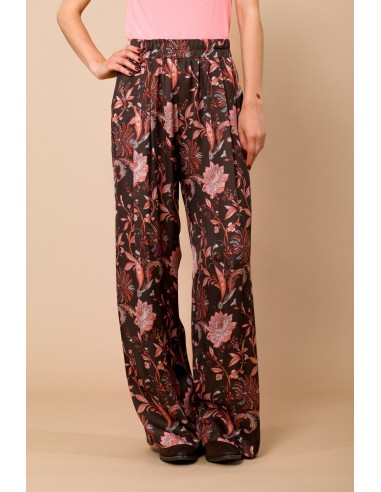 Calças palazzo com elástico na cintura em cetim de viscose estampado Maryley