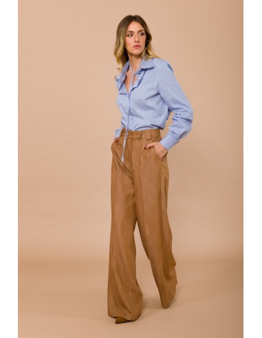 Calça Palazzo Com Passantes E Bolsos À Francesa Maryley