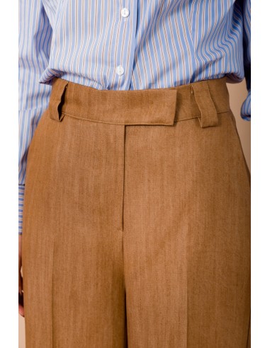 Calças palazzo com passadores e bolsos à francesa Maryley