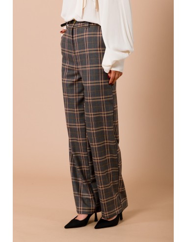 Calças Retas Xadrez Com Cinto Na Cintura Maryley