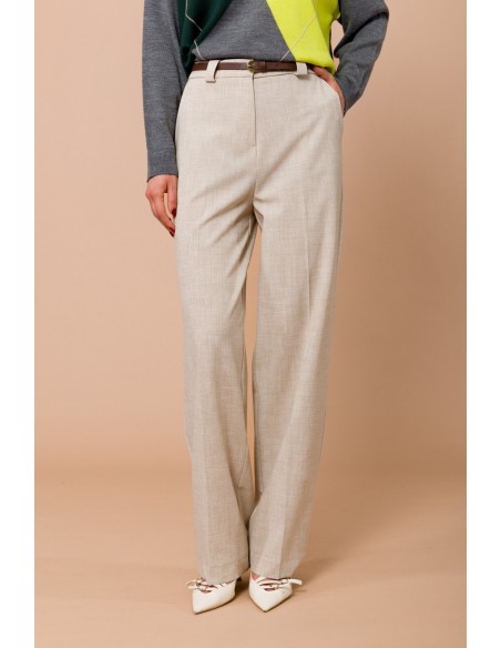 Calça reta com cinto na cintura Maryley