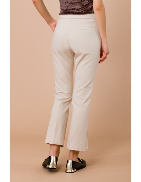 Calças Trombeta em Punto Milano com Bolsos à Francesa Maryley