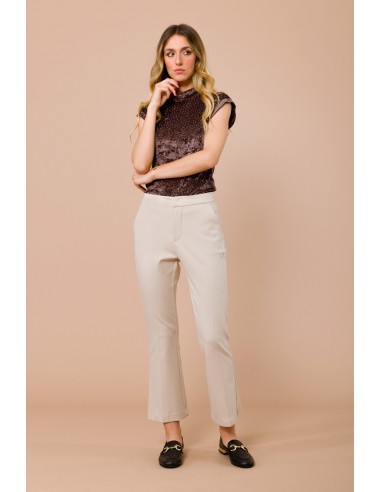 Calças trombeta em Punto Milano com bolsos à francesa Maryley