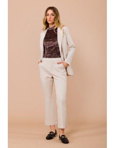 Calças trompete em punto Milano com bolsos à francesa Maryley