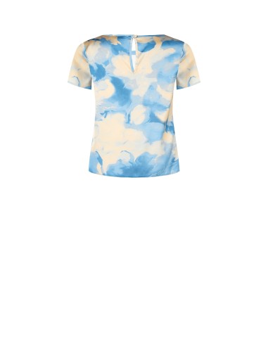 Blusa De Cetim Solta E Esvoaçante Com Flores Sombreadas E Mangas Curtas Rinascimento - Vestiti Firmati Life Smiles