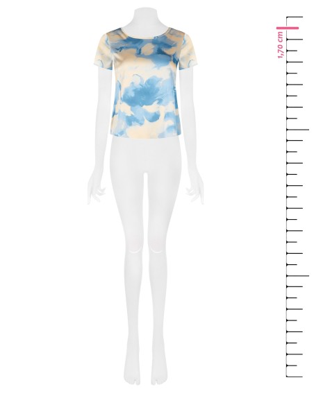 Blusa De Cetim Solta E Esvoaçante Com Flores Sombreadas E Mangas Curtas Rinascimento - Vestiti Firmati Life Smiles