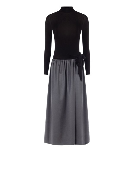 Vestido Longo Evasê Com Efeito De Duas Peças E Nó Numa Anca Rinascimento - Vestiti Firmati Life Smiles