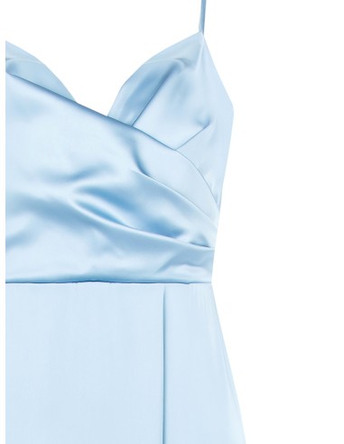 Vestido Longo Com Saia Rodada Em Cetim E Decote Drapeado Rinascimento - Vestiti Firmati Life Smiles