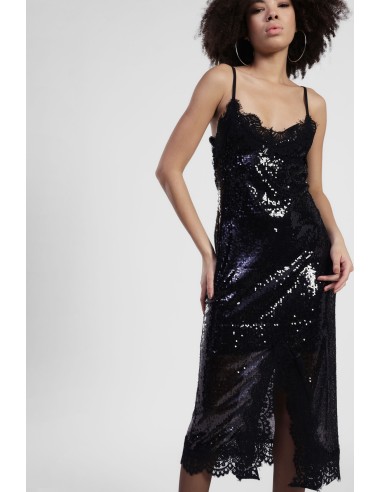 Vestido Midi Com Lantejoulas E Alças Finas Dixie