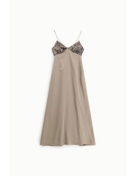 Vestido Midi Com Alças E Top De Lantejoulas Dixie