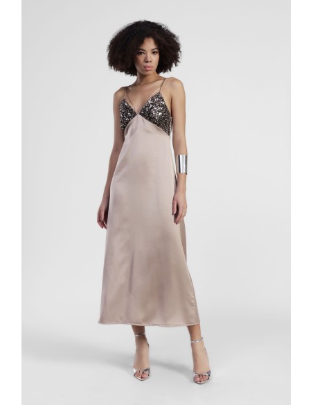 Vestido Midi Com Alças E Top De Lantejoulas Dixie