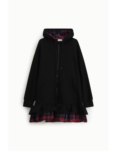 Sweatshirt com capuz, fecho de correr e folhos na bainha Dixie