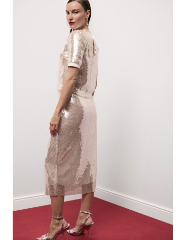 Saia midi de lantejoulas cintura alta Dixie