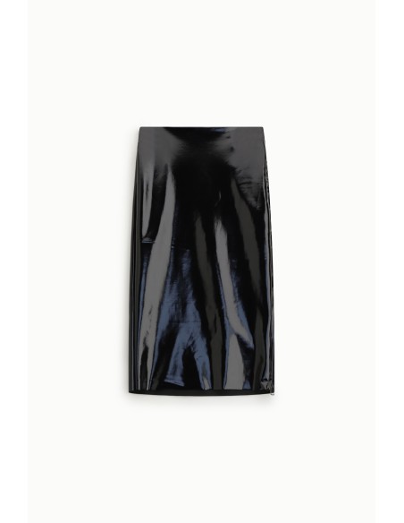 Saia Midi de Cintura Alta com Fenda Lateral Dixie