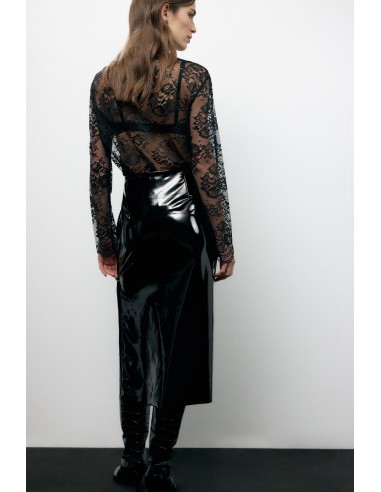 Saia Midi de Cintura Alta com Fenda Lateral Dixie