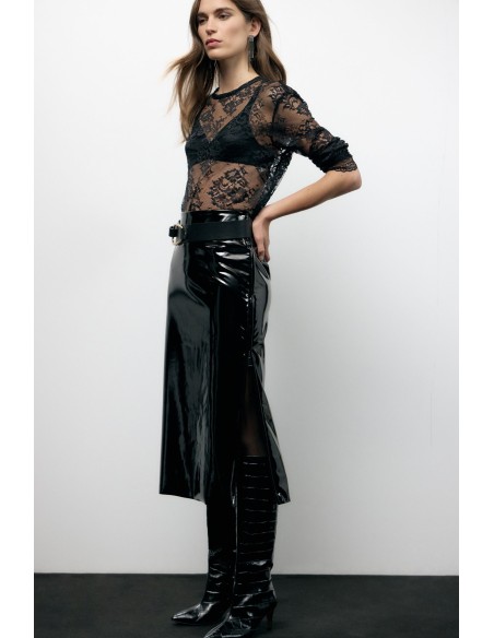 Saia Midi Cintura Alta Com Fenda Lateral Dixie