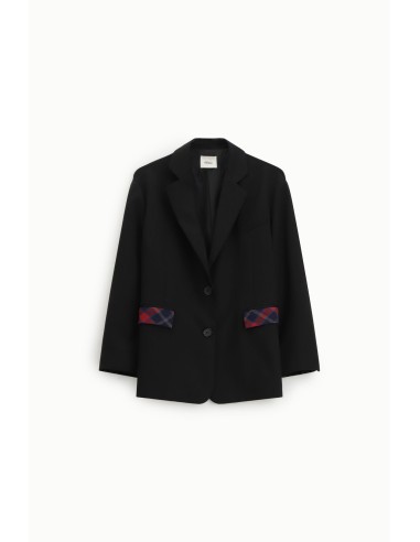 Blazer com Bolsos Estampa Xadrez e Fecho de Botão Dixie