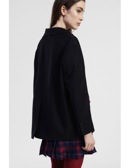 Blazer com bolsos, padrão xadrez e fecho de botão Dixie