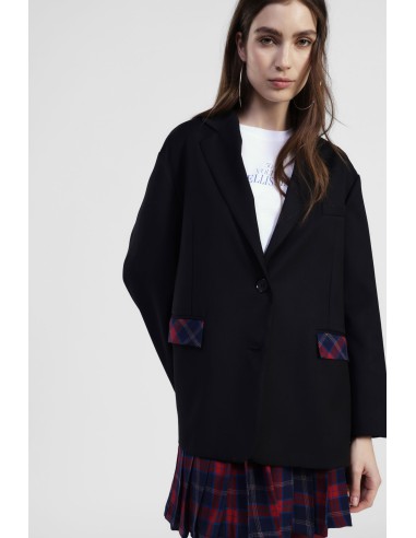 Blazer com bolsos, padrão xadrez e fecho de botão Dixie