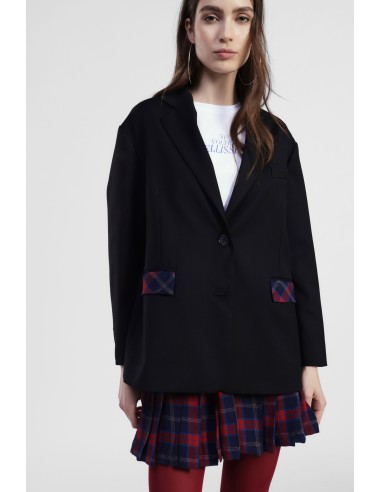 Blazer com bolsos, padrão xadrez e fecho de botão Dixie