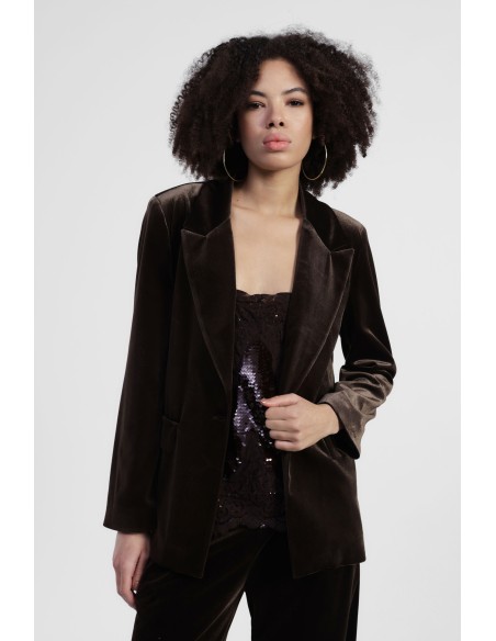 Blazer Aveludado Com Bolsos De Pala Dixie