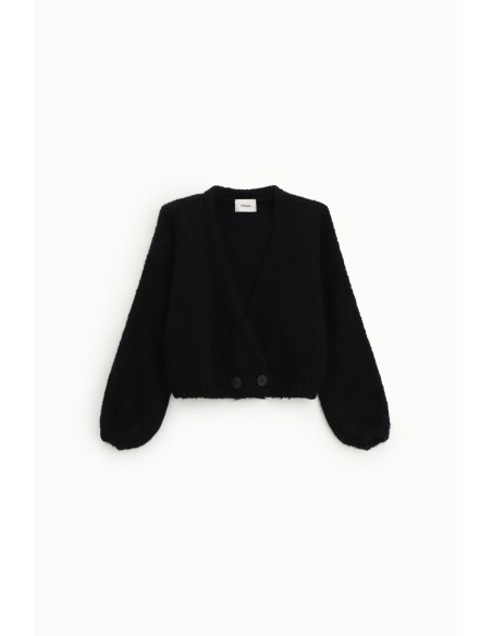 Cardigan Curto com Mangas Amplas e Botões Dixie