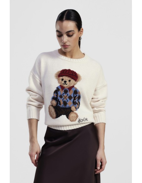 Camisola de gola redonda com motivo de ursinho estampado Dixie