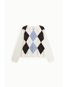 Camisola de gola redonda com padrão argyle, manga comprida Dixie 2