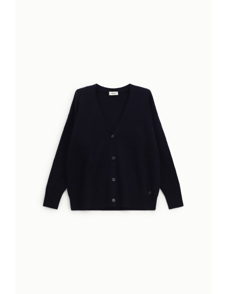 Cardigan em malha lisa com botões e decote em V Dixie
