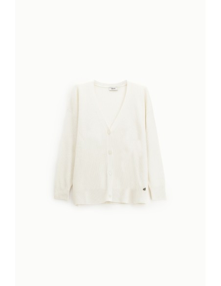 Cardigan em malha lisa com botões e decote em V Dixie