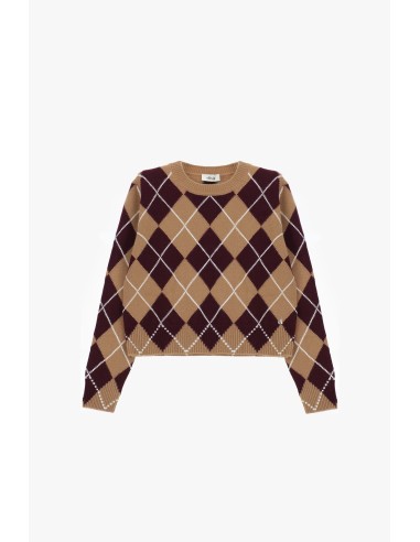 Camisola de Gola Redonda com Padrão Argyle e Corte Regular Dixie
