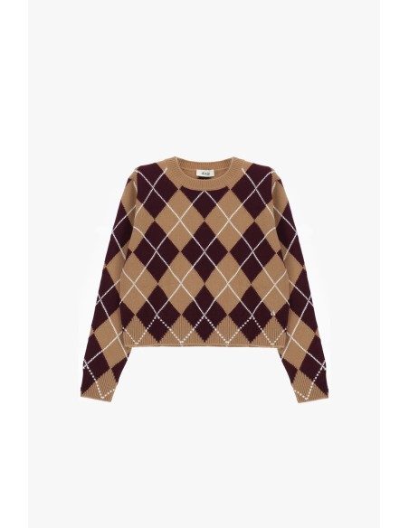 Camisola de Gola Redonda com Padrão Argyle e Corte Regular Dixie