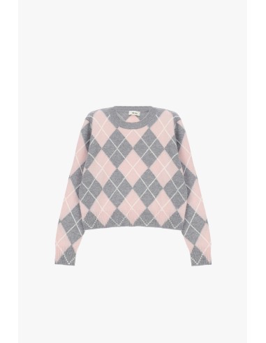 Camisola de Gola Redonda com Padrão Argyle e Corte Regular Dixie