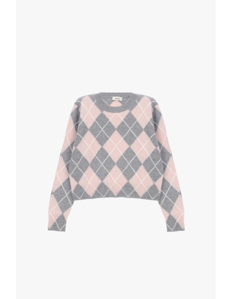 Camisola de Gola Redonda com Padrão Argyle e Corte Regular Dixie